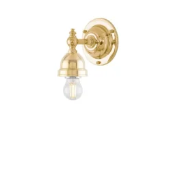 Adelborg Vägglampa m. dragbrytare, polerad mässing/brun