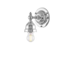 Adelborg Vägglampa m. dragbrytare, förnicklad mässing/brun