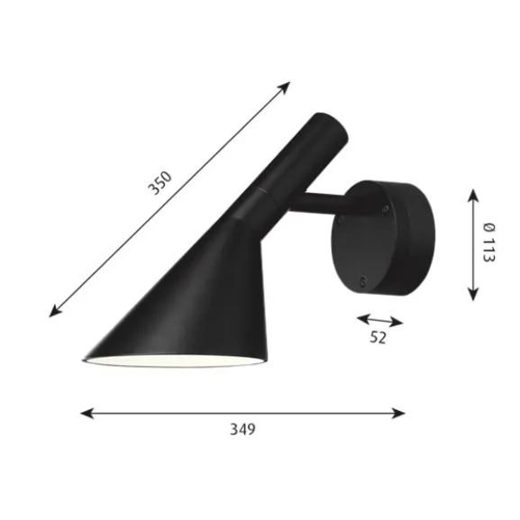 AJ 50 LED vägglampa, svartstruktur