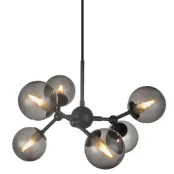 Atom Takkrona Svart/Rökfärgat glas Ø45cm