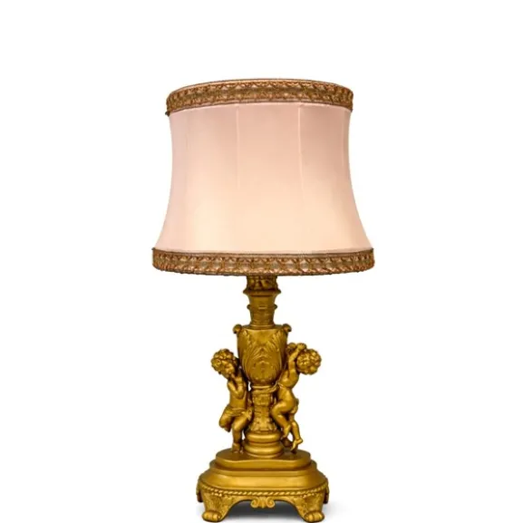 Barock bordslampa, guld/rosa 60 cm