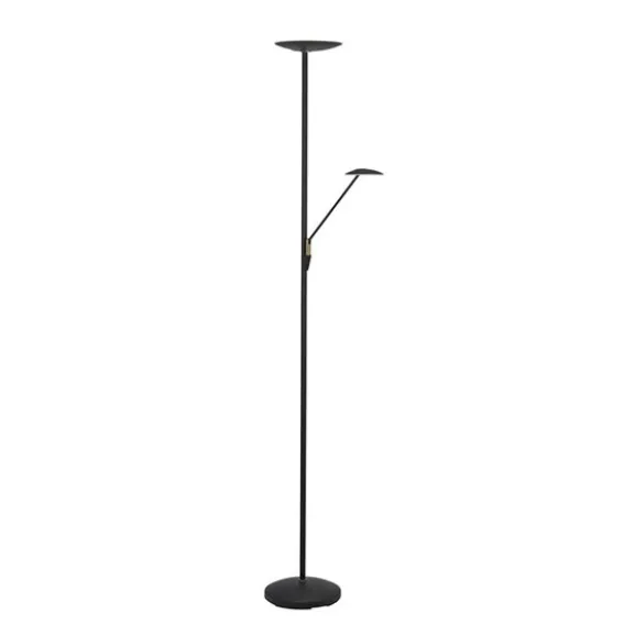 Barone Golv Uplight med läsarm Svart/mässing