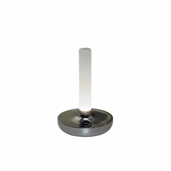 Biarritz bordslampa, silver/frostad vas