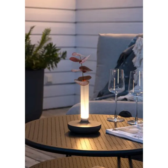 Biarritz bordslampa, svart/frostad vas