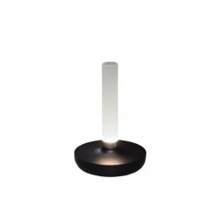 Biarritz bordslampa, svart/frostad vas