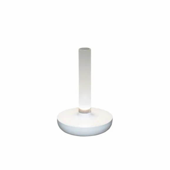 Biarritz bordslampa, vit/frostad vas