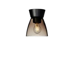 Bizzo plafond, mattsvart/rökfärgat glas 16cm