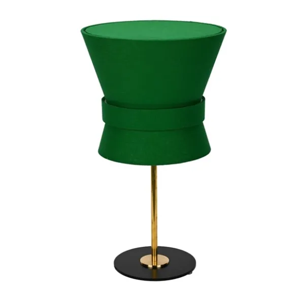 Bordslampa Bow Rå mässing - Small Emerald Green