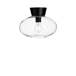 Bullo plafond, mattsvart/klarglas 27cm
