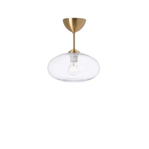 Bullo plafond m.stång, mässing/klarglas 27cm