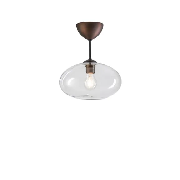 Bullo plafond m.stång, oxid/klarglas 27cm