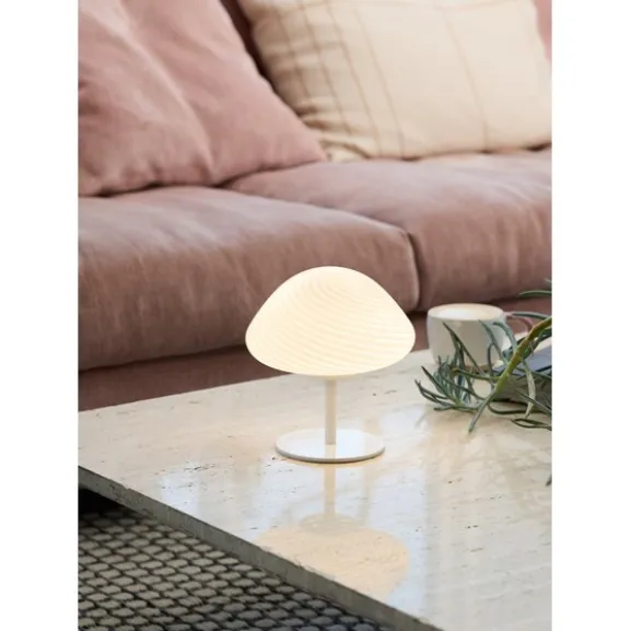 Candy Mini Mush bordslampa, glashuvud, metallfot vit