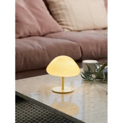 Candy Mini Mush bordslampa, glashuvud, metallfot Creme