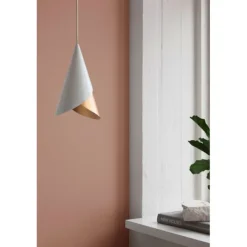 Cornet taklampa, vit/mässing