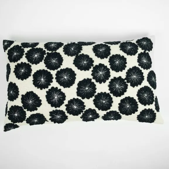 Dahlia kuddfodral bomull vit/svart 40x70
