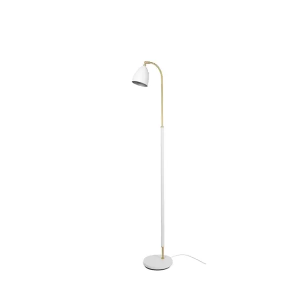Deluxe golvlampa LED, mattvit/mässing
