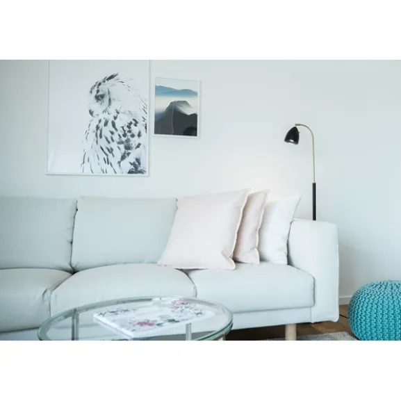 Deluxe golvlampa LED, mattvit/mässing