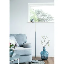 Deluxe golvlampa LED, mattsvart/mässing