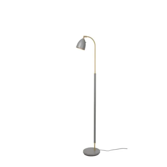 Deluxe golvlampa LED, varmgrå/mässing