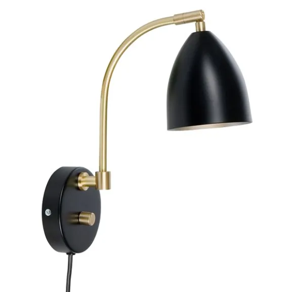 Deluxe vägglampa LED, mattsvart/mässing 22cm