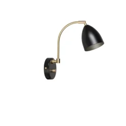 Deluxe vägglampa LED, mattsvart/mässing 22cm