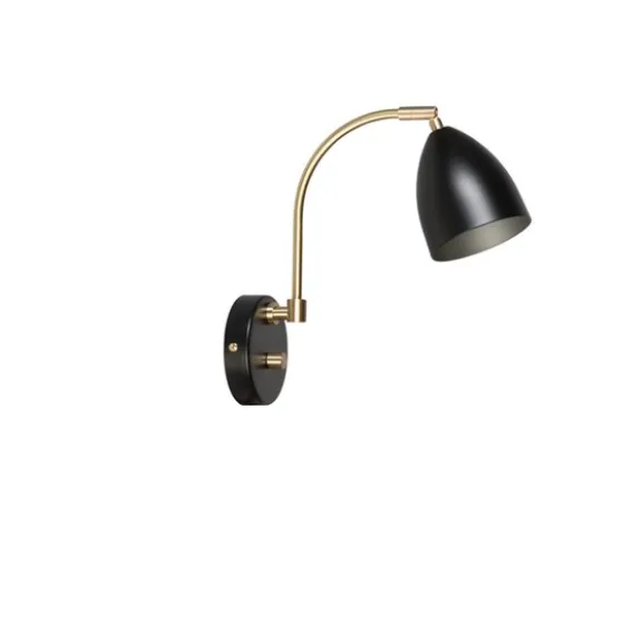 Deluxe vägglampa LED, mattsvart/mässing 22cm