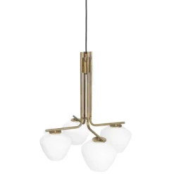 DK 4 taklampa, råmässing/opal 55cm