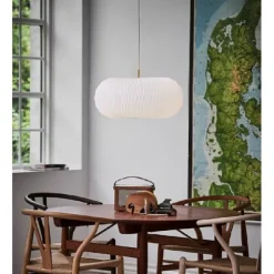 Donut pendel large, vit/mässing 53cm