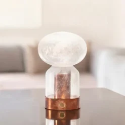Essence, glas Misty portabel bordslampa, koppar/glas