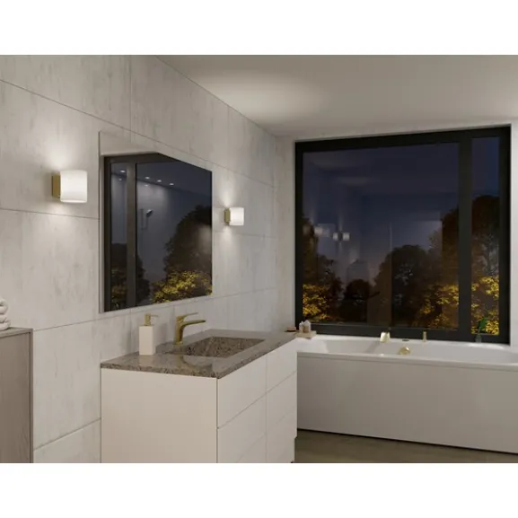 Evoke vägglampa S satin brass/opal G9