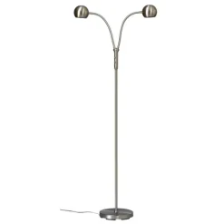 Fladen golvlampa tvåarmad, nickel