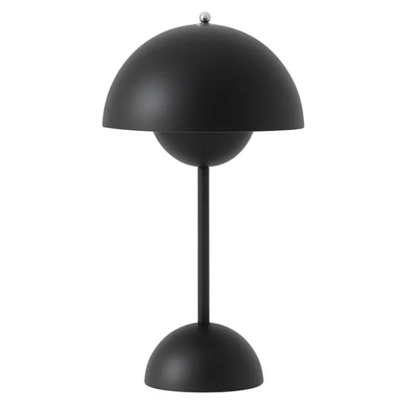 Flowerpot Portabel bordslampa VP9, Matt Black, magnetisk laddare 33cm