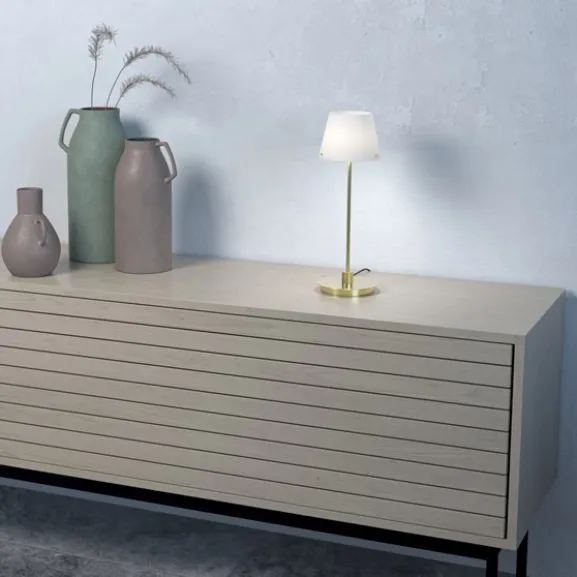 Gil il Grande bordslampa satin mäss opal