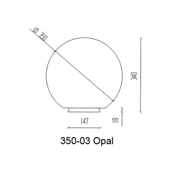 Glasglob opal, blank 350mm
