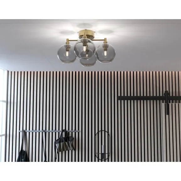 Gloria plafond, Ø46 mässing/rökfärgat glas