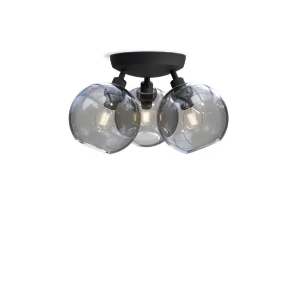 Gloria plafond, Ø33 svartstruktur/rökfärgat glas