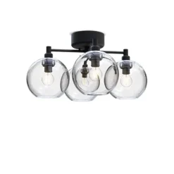 Gloria plafond, Ø46 svartstruktur/klart glas