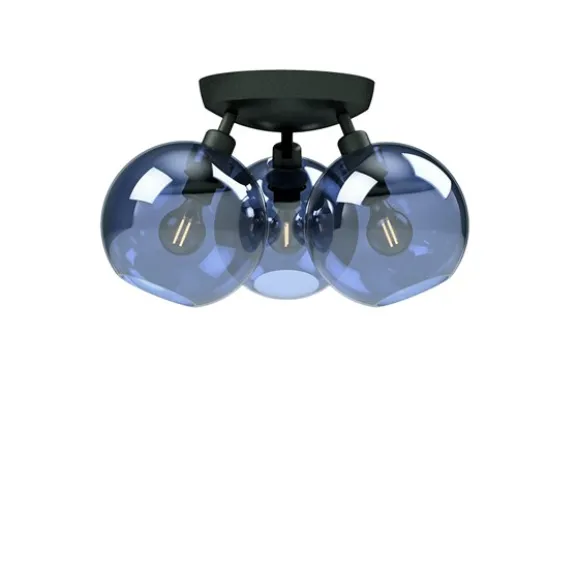Gloria plafond D330 svartstrukt/blått glas E14