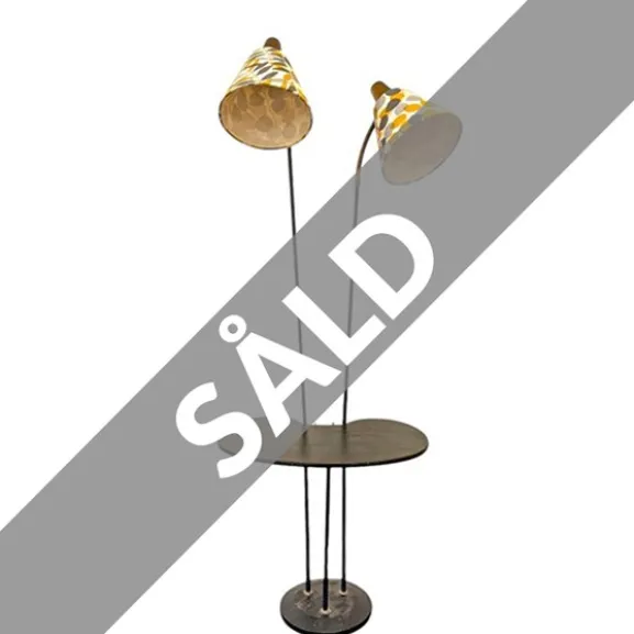 Golvlampa 2arm med Bord Svart, 145 cm
