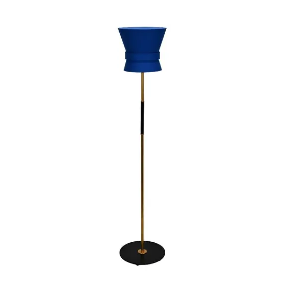 Golvlampa Bow Rå mässing - Small Midnight Blue