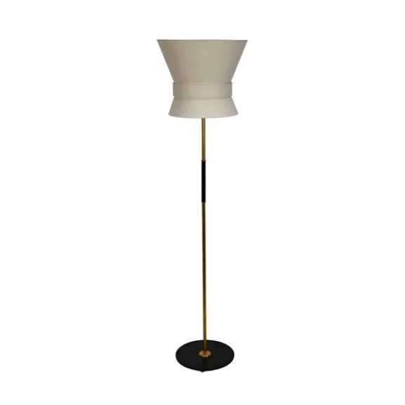 Golvlampa Bow Rå mässing Large Cream White