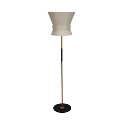Golvlampa Bow Rå mässing Large Cream White