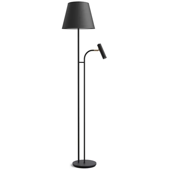 Golvlampa Slender svartstruktur/mässing exkl. skärm