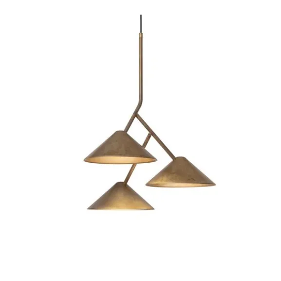 Grenverk taklampa 3-låg, råmässing
