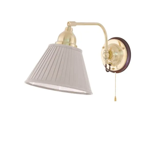 Gripenberg vägglampa mässing/brun m dragbrytare