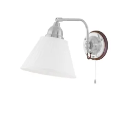 Gripenberg vägglampa nickel/brun m dragbrytare