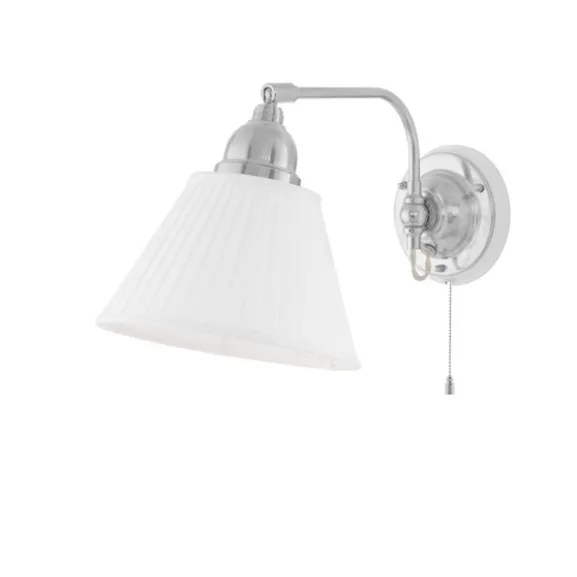 Gripenberg vägglampa nickel/vit m dragbrytare