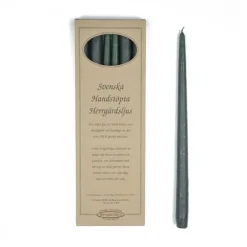 Handstöpta herrgårdsljus, mörkgrön 38cm 6-pack