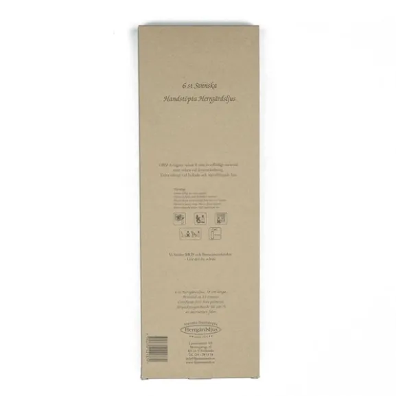 Handstöpta herrgårdsljus, vit 30cm 6-pack