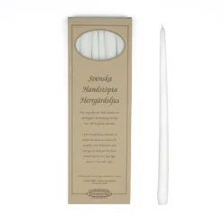 Handstöpta herrgårdsljus, vit 38cm 6-pack